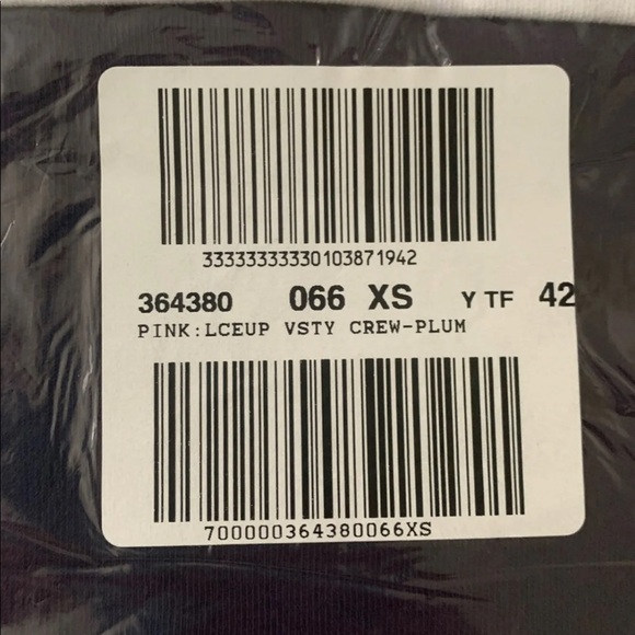 (NWT) Victoria’s Secret PINK Lace-UP Varsity Graphic Crew Plum/Purple Petal, XS - Picture 7 of 8